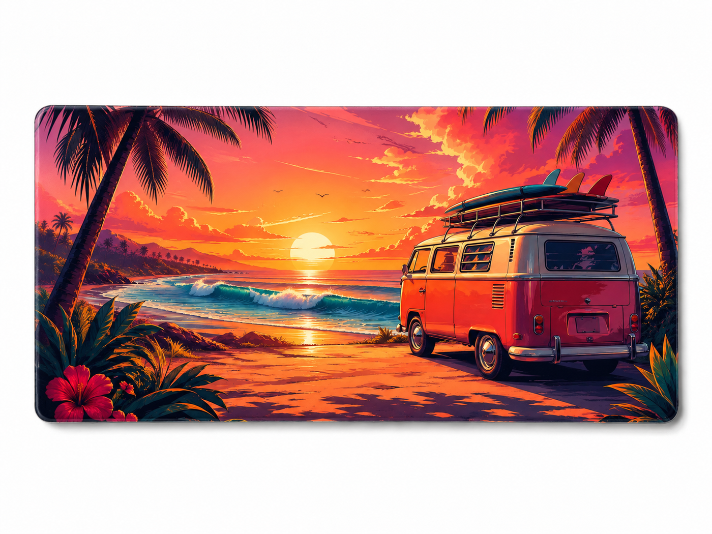 Beach Sunset Large Tempered Glass Mouse Pad