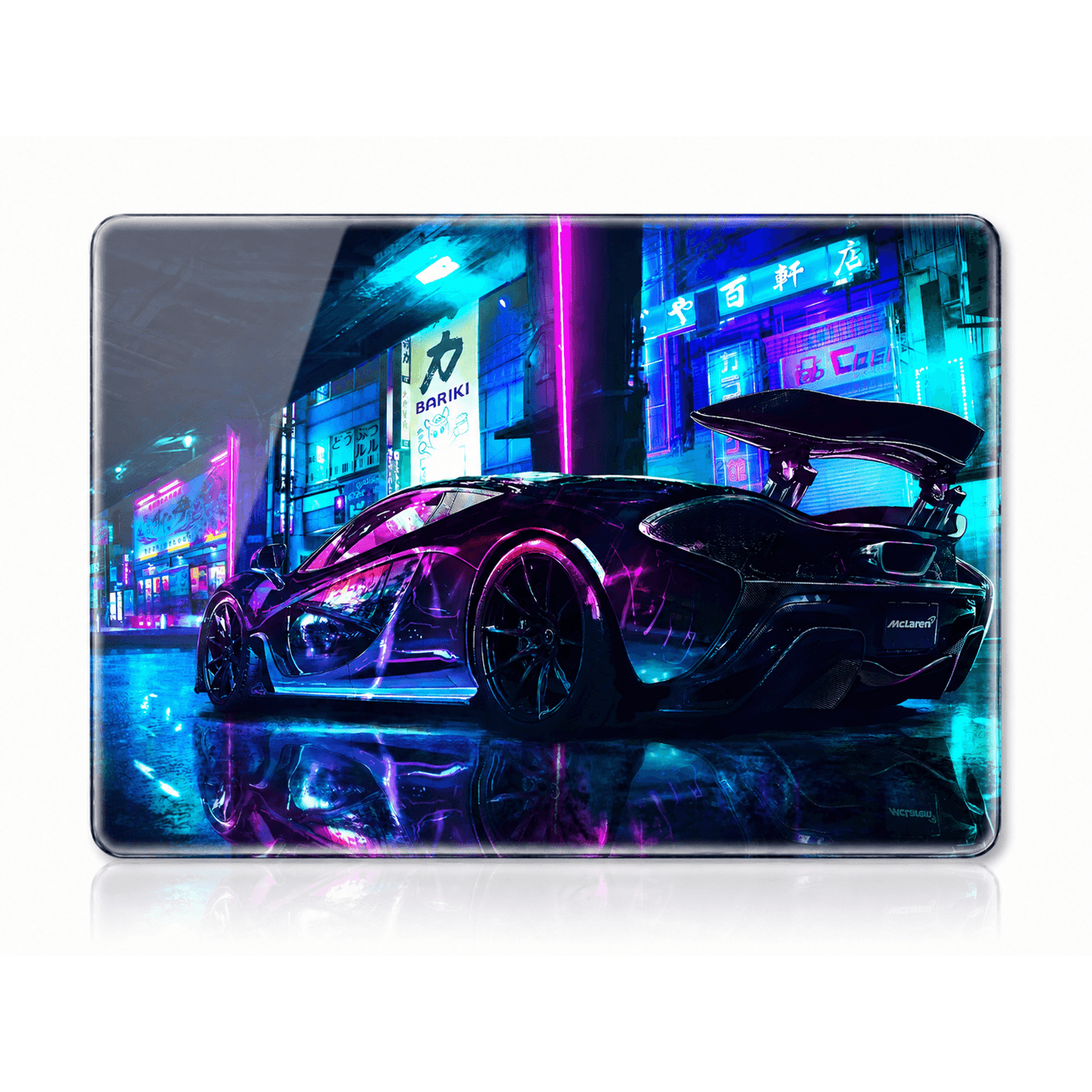 Cyberpunk Neon Supercar Tempered Glass Mousepad